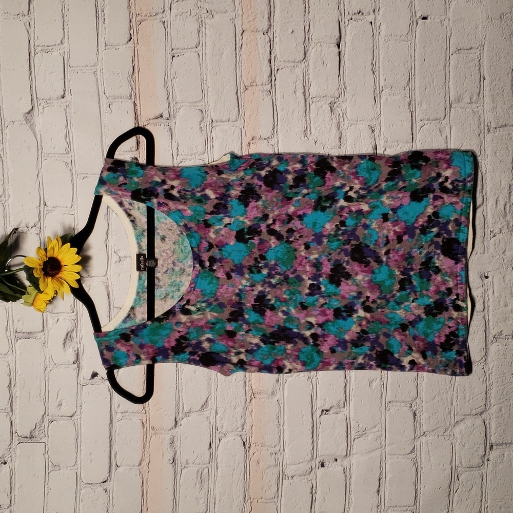 Rafaella tank grey purple turquoise black green cotton knit Sz M
